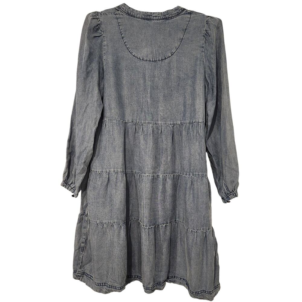 Aqua Tencel V-neck blue Babydoll dress size small - Picture 5 of 7